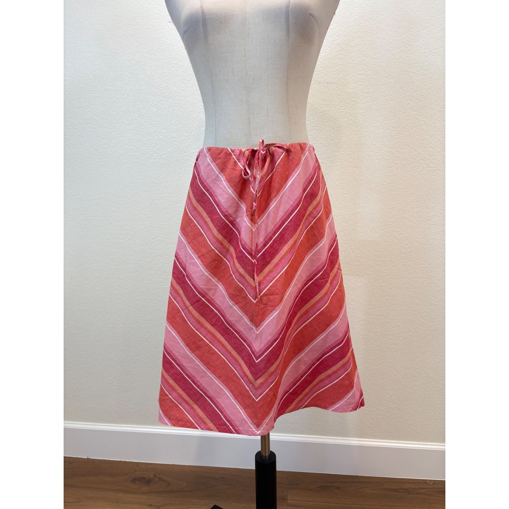 Vtg‎ 90s Abercrombie & Fitch Skirt  XS Pink Chevron Stripe Cotton Preppy Coastal